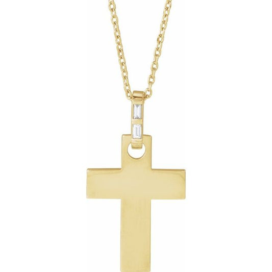 14K Yellow Gold .03 CTW Natural Diamond Cross 16-18" Necklace Mounting