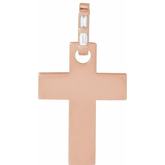 14K Rose Gold .03 CTW Natural Diamond Cross Pendant