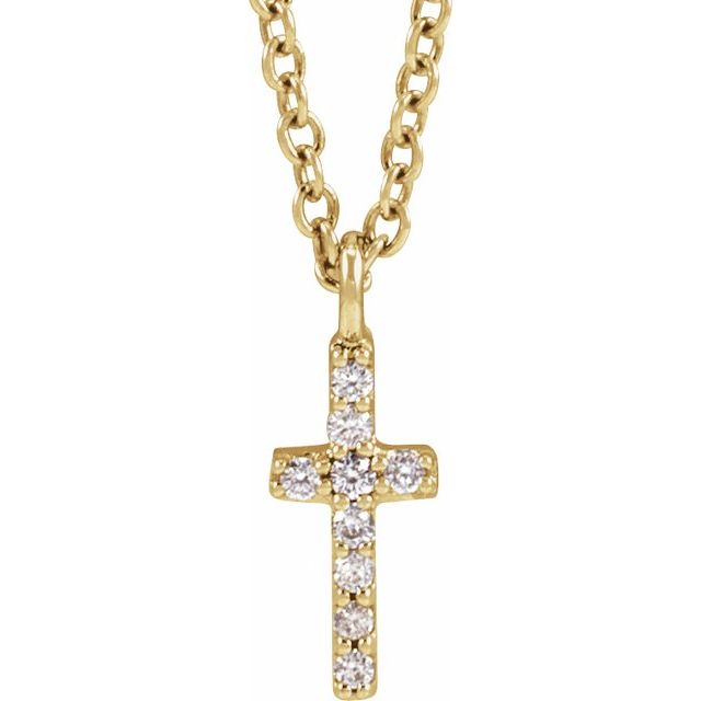 14K Yellow Gold .03 CTW Natural Diamond Cross 18" Necklace