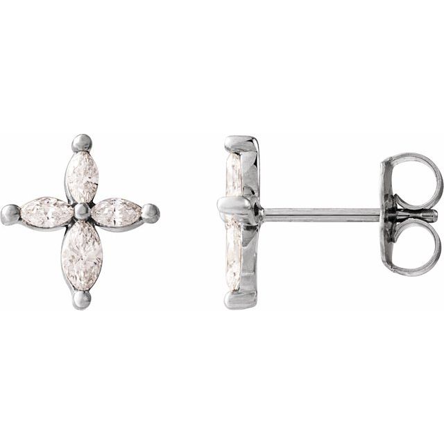 Platinum 1/3 CTW Natural Diamond Cross Earrings