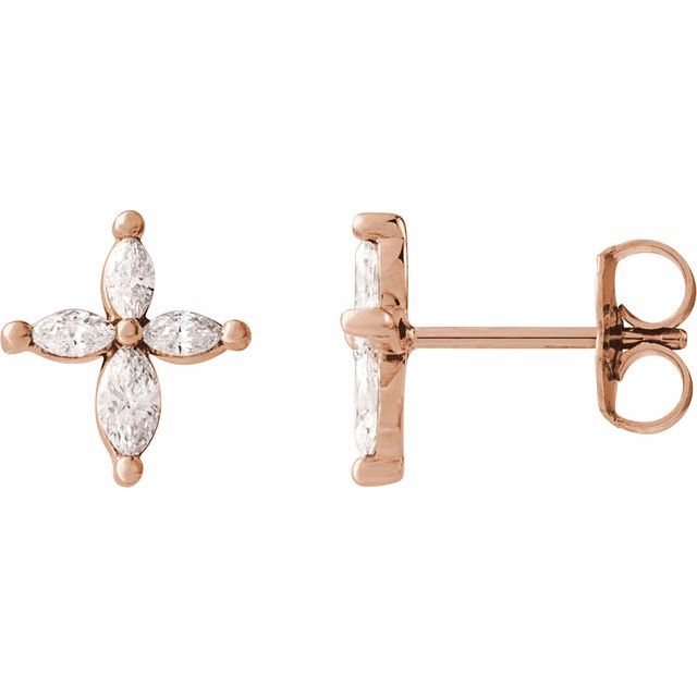 14K Rose Gold 1/3 CTW Natural Diamond Cross Earrings