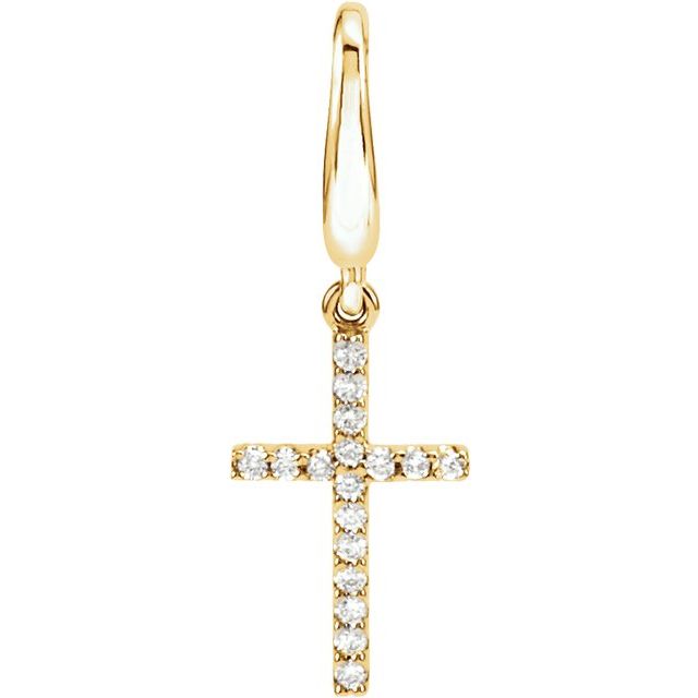 14K Yellow Gold .08 CTW Natural Diamond Cross Charm/Pendant
