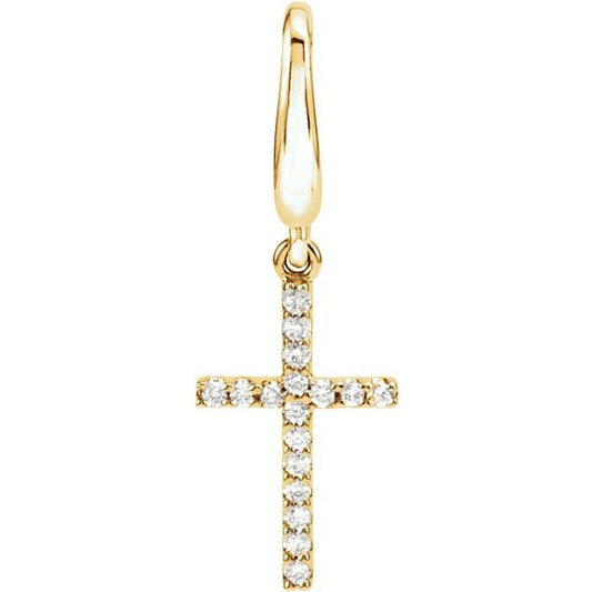 14K Yellow Gold .08 CTW Natural Diamond Cross Charm/Pendant
