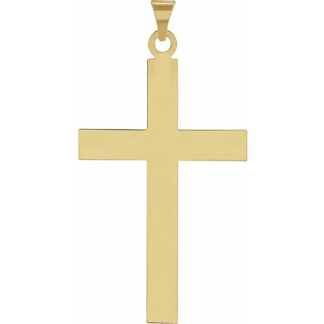18K Yellow Gold 49.4x25 mm Cross Pendant
