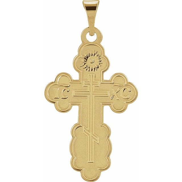 14K Yellow Gold 19x13 mm Orthodox Cross Pendant