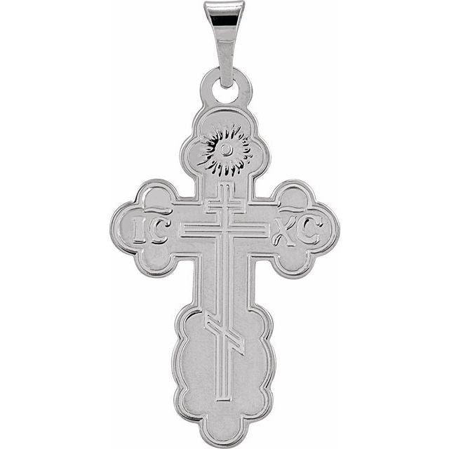 14K White Gold 19x13 mm Orthodox Cross Pendant