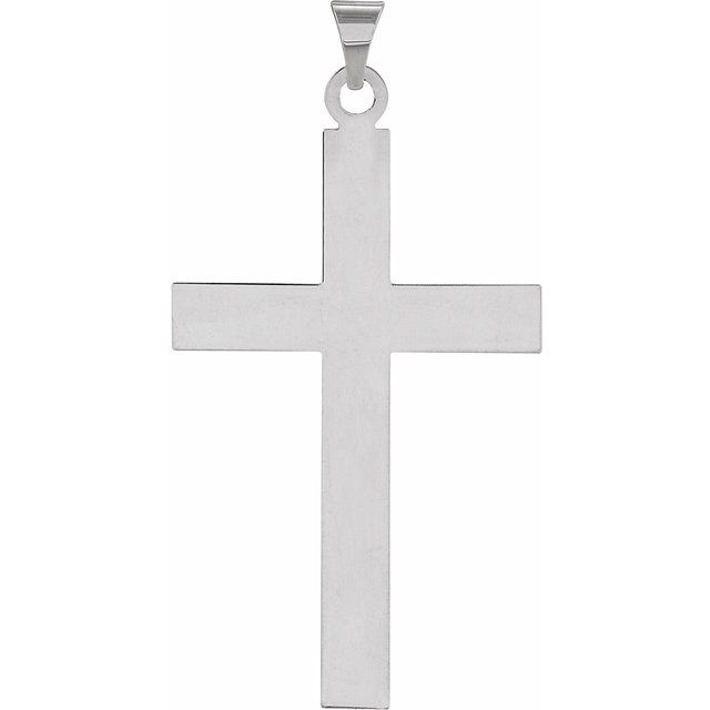14K White Gold 49.4x25 mm Cross Pendant