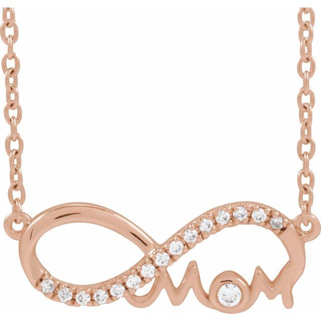 14K Rose Gold .08 CTW Natural Diamond Infinity-Inspired Mom 18" Necklace