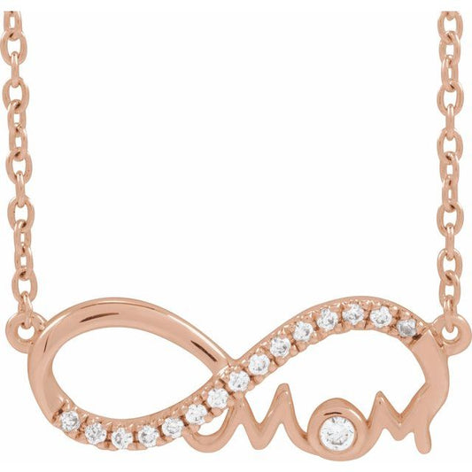 14K Rose Gold .08 CTW Natural Diamond Infinity-Inspired Mom 18" Necklace