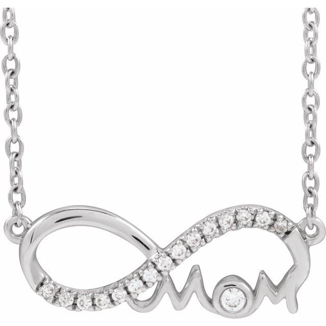 Sterling Silver .08 CTW Natural Diamond Infinity-Inspired Mom 18" Necklace