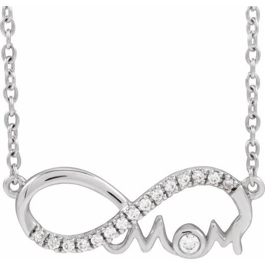 Sterling Silver .08 CTW Natural Diamond Infinity-Inspired Mom 18" Necklace