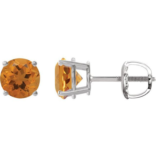 Platinum Natural Citrine Earrings