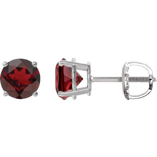 Platinum Natural Mozambique Garnet Earrings