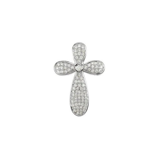 14K White Gold 5/8 CTW Natural Diamond Cross Pendant