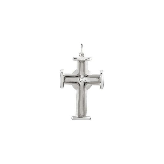Sterling Silver .04 CTW Natural Diamond Cross Pendant 