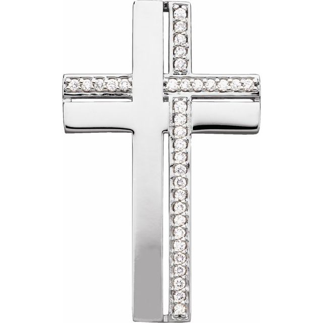 14K White Gold 1/4 CTW Natural Diamond Cross Pendant