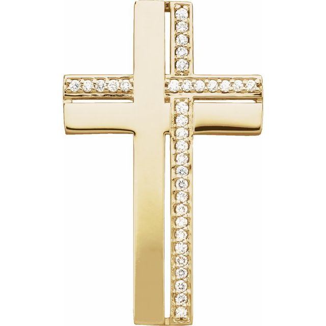 14K Yellow Gold 1/4 CTW Natural Diamond Cross Pendant