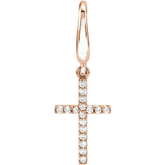 14K Rose Gold .08 CTW Natural Diamond Cross Charm/Pendant