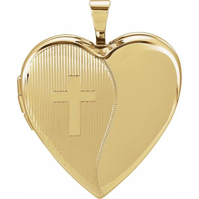14K Yellow Gold 25x19 mm Heart Cross Locket