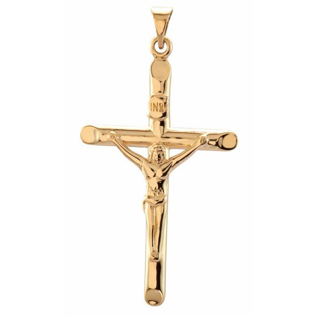 18K Yellow Gold 35x22 mm Crucifix Pendant