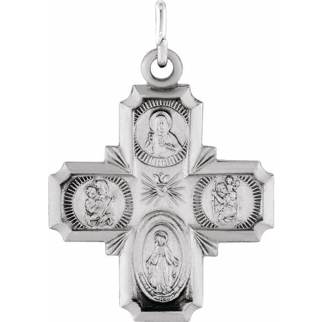 Sterling Silver 18x18 mm Four-Way Cross Medal  