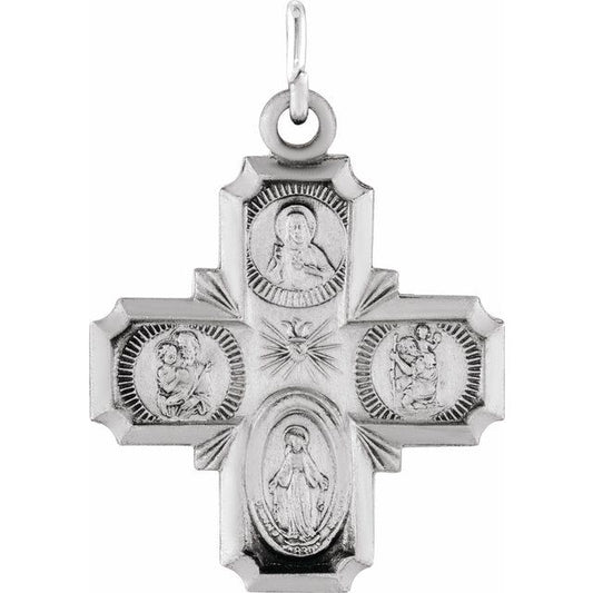 Sterling Silver 18x18 mm Four-Way Cross Medal  