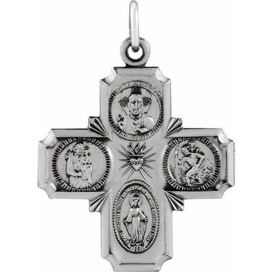 Sterling Silver 25x24 mm Four-Way Cross Medal  
