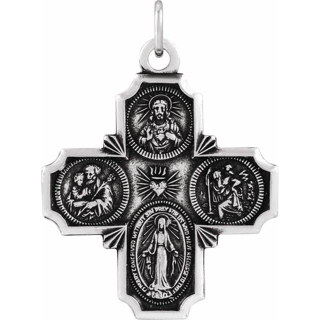Sterling Silver 30x29 mm Four-Way Cross Medal  