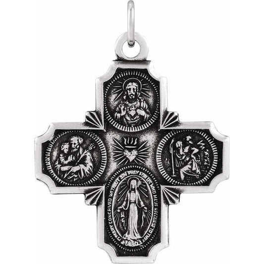 Sterling Silver 30x29 mm Four-Way Cross Medal  