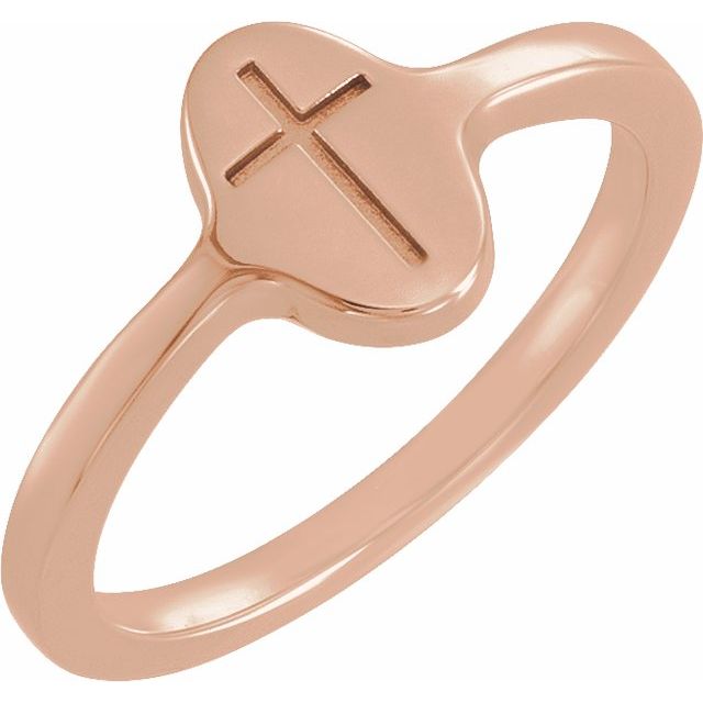 14K Rose Gold Cross Signet Ring