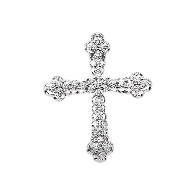 14K White Gold 1 CTW Natural Diamond Cross Pendant