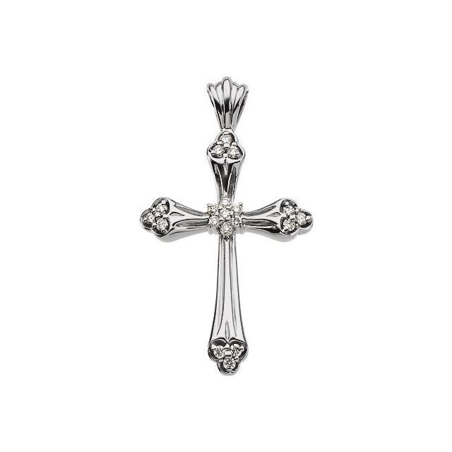 14K White Gold 1/4 CTW Natural Diamond Cross Pendant