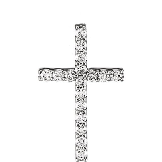 Platinum 5/8 CTW Natural Diamond Petite Cross Pendant