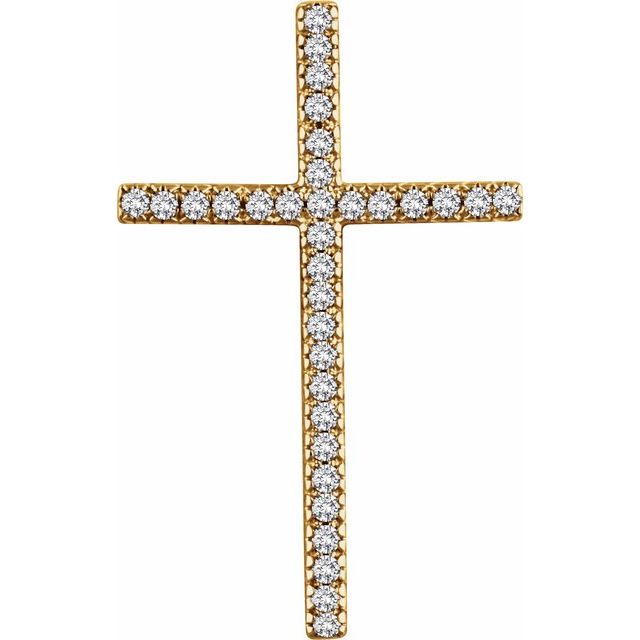 14K Yellow Gold 1/2 CTW Natural Diamond Cross Pendant