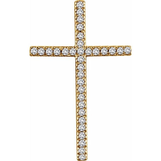 14K Yellow Gold 1/2 CTW Natural Diamond Cross Pendant