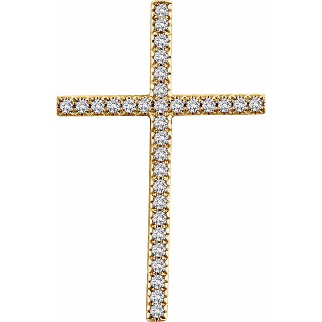 14K Yellow Gold 3/4 CTW Natural Diamond Cross Pendant