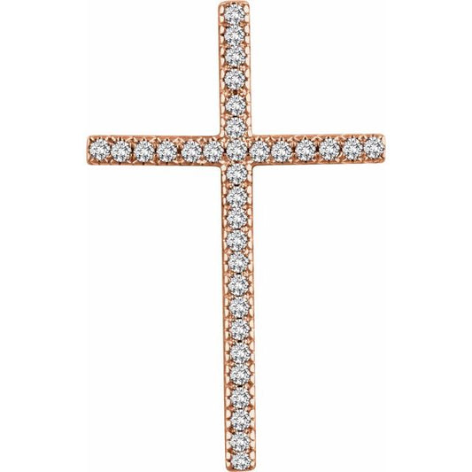 14K Rose Gold 1/2 CTW Natural Diamond Cross Pendant