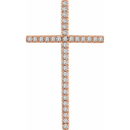 14K Rose Gold 1 CTW Natural Diamond Cross Pendant