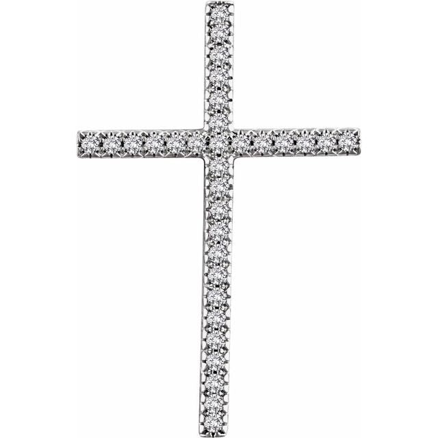 14K White Gold 3/4 CTW Natural Diamond Cross Pendant