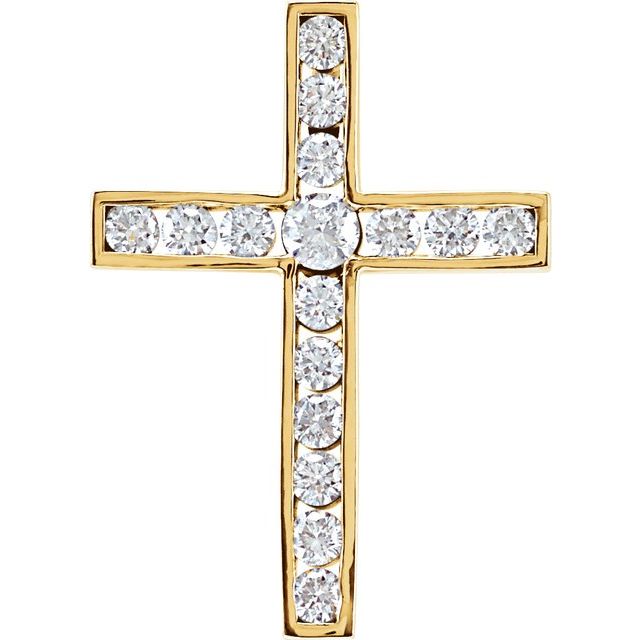 14K Yellow Gold 1/2 CTW Natural Diamond Cross Pendant
