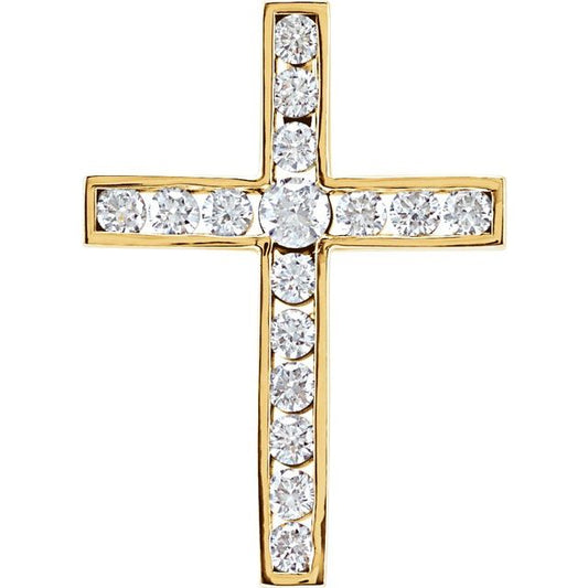 14K Yellow Gold 1/2 CTW Natural Diamond Cross Pendant