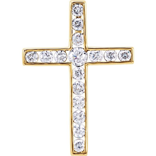 14K Yellow Gold 1 3/8 CTW Natural Diamond Cross Pendant