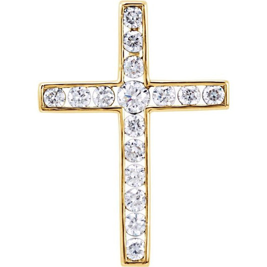 14K Yellow Gold 1/3 CTW Natural Diamond Cross Pendant