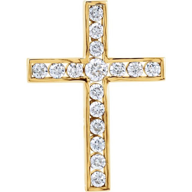 14K Yellow Gold 3/4 CTW Natural Diamond Cross Pendant