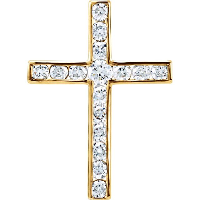 14K Yellow Gold 1/4 CTW Natural Diamond Cross Pendant