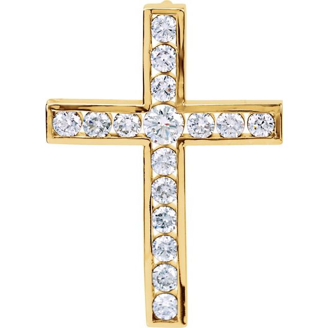14K Yellow Gold 1 1/4 CTW Natural Diamond Cross Pendant