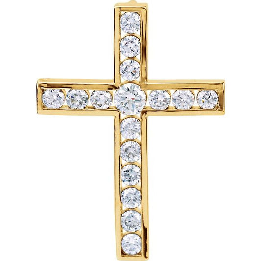 14K Yellow Gold 1 1/4 CTW Natural Diamond Cross Pendant