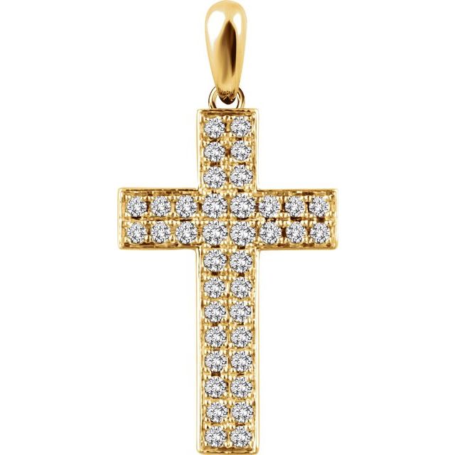 14K Yellow Gold 1/4 CTW Natural Diamond Cross Pendant