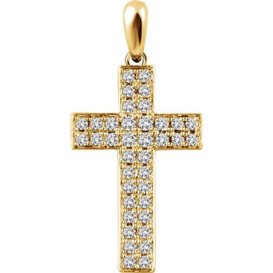 14K Yellow Gold 1/4 CTW Natural Diamond Cross Pendant