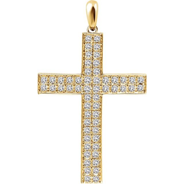 14K Yellow Gold 1/2 CTW Natural Diamond Cross Pendant